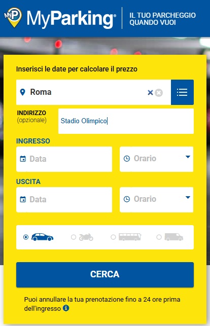 Ricerca parcheggio concerti MyParking